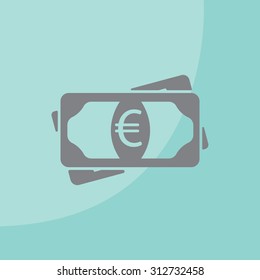 Flat icon of money (euro) vector icon