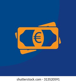 Flat icon of money (euro) vector icon