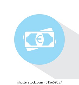 Flat icon of money (euro) vector icon