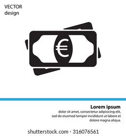 Flat icon of money (euro) vector icon