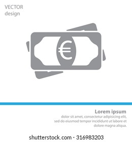 Flat icon of money (euro) vector icon