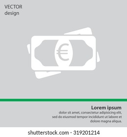 Flat icon of money (euro) vector icon