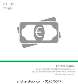 Flat icon of money (euro) vector icon