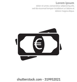 Flat icon of money (euro) vector icon