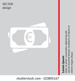 Flat icon of money (euro) vector icon