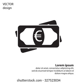 Flat icon of money (euro) vector icon