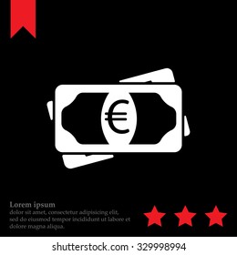 Flat icon of money (euro) vector icon