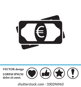 Flat icon of money (euro) vector icon