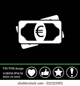 Flat icon of money (euro) vector icon