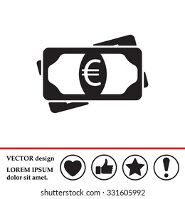 Flat icon of money (euro) vector icon