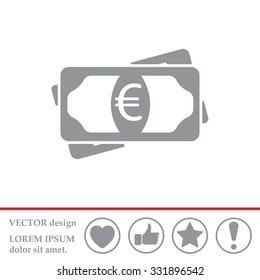 Flat icon of money (euro) vector icon