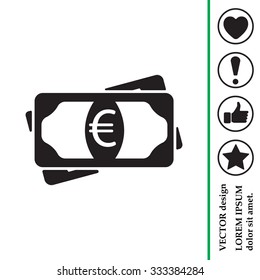 Flat icon of money (euro) vector icon