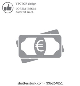 Flat icon of money (euro) vector icon