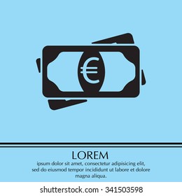 Flat icon of money (euro) vector icon