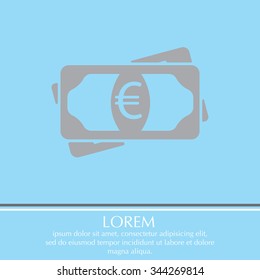 Flat icon of money (euro) vector icon
