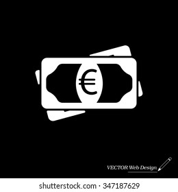 Flat icon of money (euro) vector icon