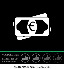 Flat icon of money (euro) vector icon