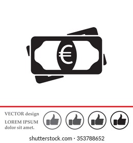 Flat icon of money (euro) vector icon