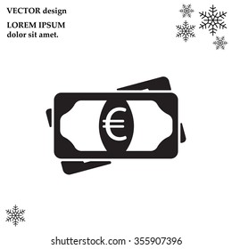 Flat icon of money (euro) vector icon