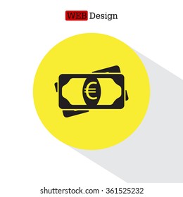 Flat icon of money (euro) vector icon