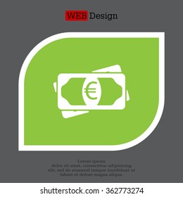 Flat icon of money (euro) vector icon
