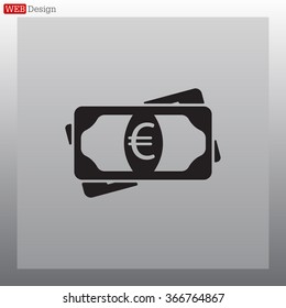 Flat icon of money (euro) vector icon