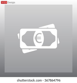 Flat icon of money (euro) vector icon