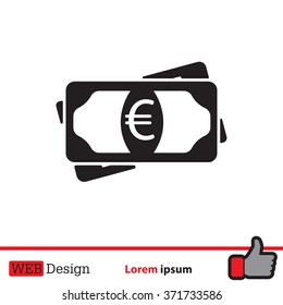 Flat icon of money (euro) vector icon