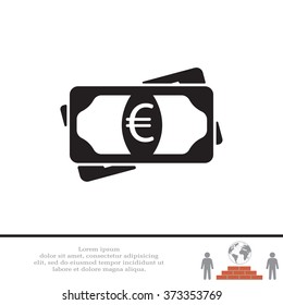 Flat icon of money (euro) vector icon