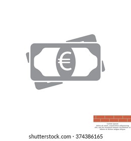 Flat icon of money (euro) vector icon