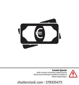 Flat icon of money (euro) vector icon