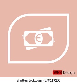 Flat icon of money (euro) vector icon