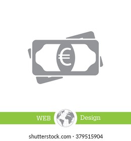 Flat icon of money (euro) vector icon