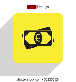 Flat icon of money (euro) vector icon