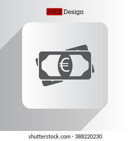 Flat icon of money (euro) vector icon