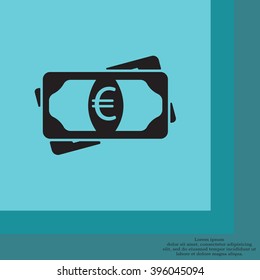Flat icon of money (euro) vector icon