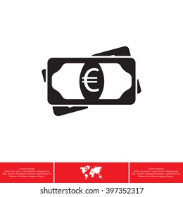 Flat icon of money (euro) vector icon