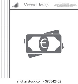 Flat icon of money (euro) vector icon