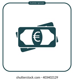 Flat icon of money (euro) vector icon