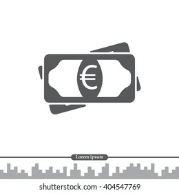 Flat icon of money (euro) vector icon