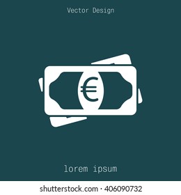 Flat icon of money (euro) vector icon
