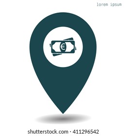 Flat icon of money (euro) vector icon