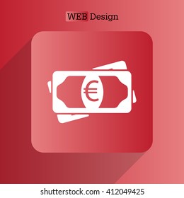 Flat icon of money (euro) vector icon