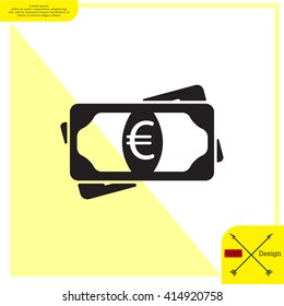 Flat icon of money (euro) vector icon