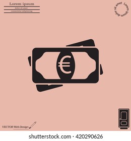 Flat icon of money (euro) vector icon