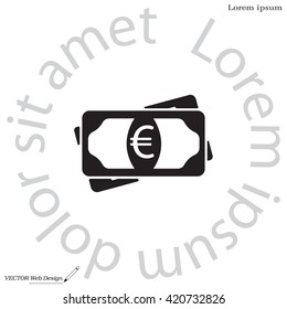 Flat icon of money (euro) vector icon