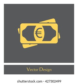 Flat icon of money (euro) vector icon