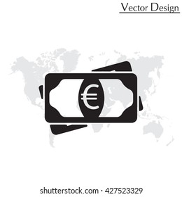Flat icon of money (euro) vector icon