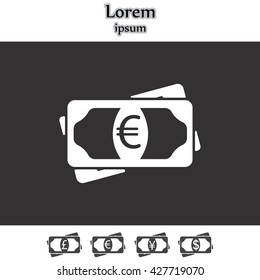 Flat icon of money (euro) vector icon