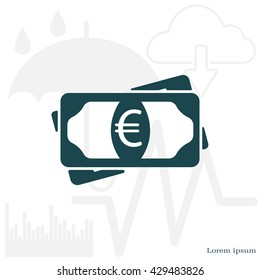 Flat icon of money (euro) vector icon